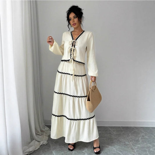 Lace Layered Shirt And Skirt Suit