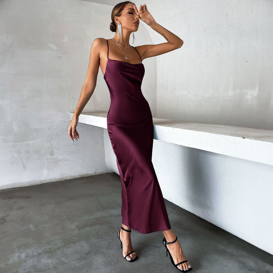 Back Lace-up Sleeveless Suspender Dress