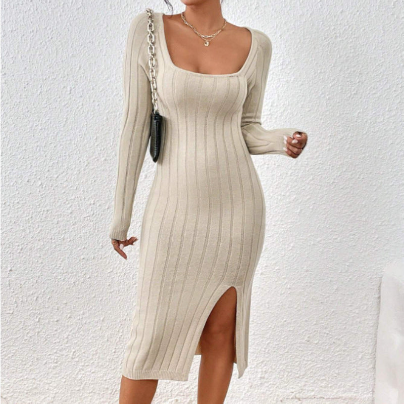 Long Sleeve Knitted Dress Women