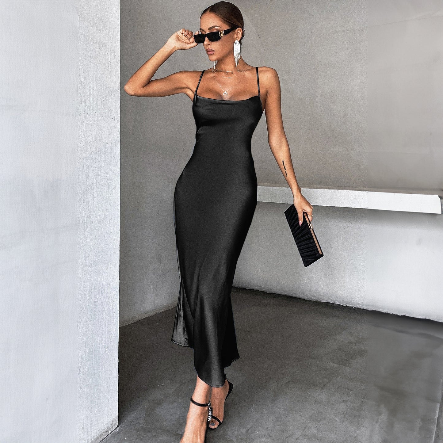 Back Lace-up Sleeveless Suspender Dress